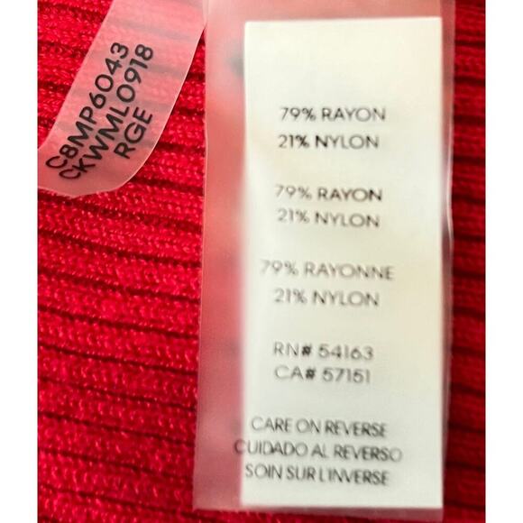 CALVIN KLEIN LONG RAGLAN SLV PULL-OVER RIBBED KNIT SWEATER, WOMENS, XL, RED - Picture 11 of 12